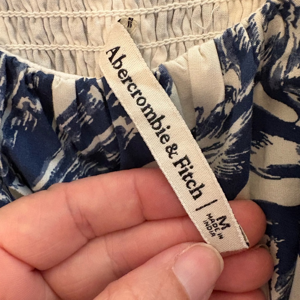 Abercrombie & Fitch Emerson Poplin Puff Sleeve Mini Dress Blue Babydoll Size Med - Picture 2 of 9